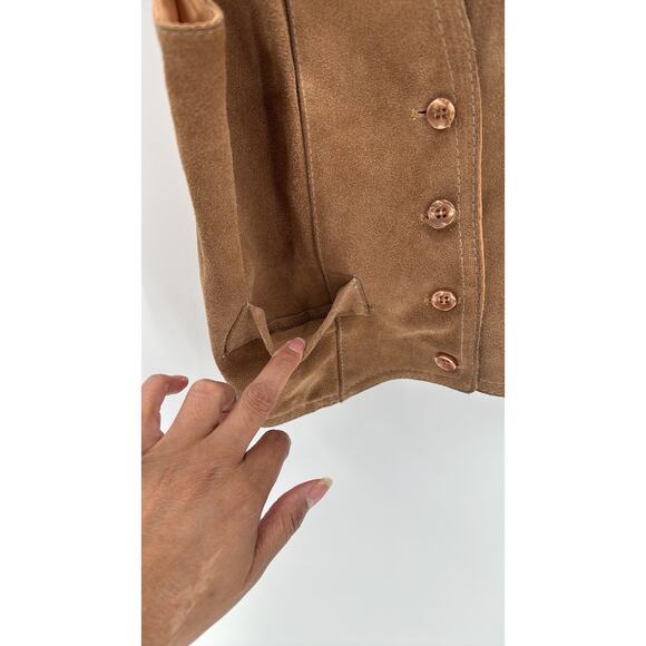 Vintage WINLIT  Suede tan Vest size S western biker festival concert bohemian - Picture 5 of 9